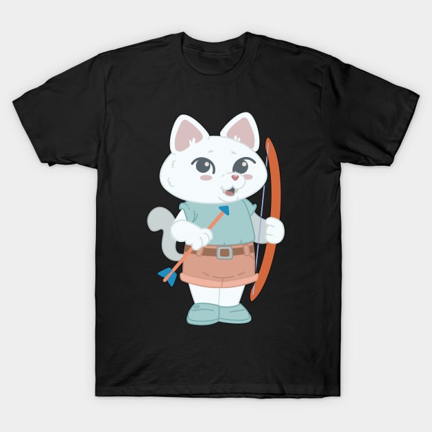 Archery Cute Cat Player - Girl Kids gift design T-Shirt by theodoros20